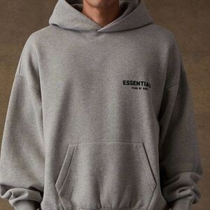 Essentials Heather Gray Men's Hoodie